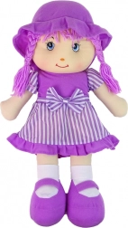 Textielen knuffelpop paars, gestreept, 50 cm