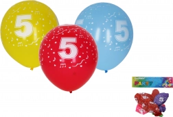 Opblaasbare ballonnen 30 cm met cijfer 5 – set van 5 stuks