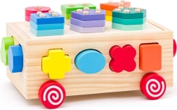 Houten kar met vormsorter en blokken 3-in-1
