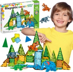 Magnetische bouwset 3D WOOPIE – jungle­dieren, 45 onderdelen