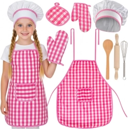 kinderkookset 7-in-1 roze ruit