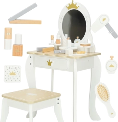 Houten kinderkaptafel LULILO Bella met spiegel, krukje en accessoires