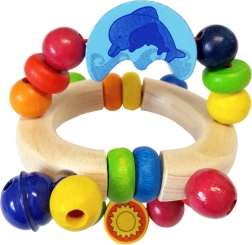 Houten rammelaar met dolfijn