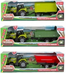 Plastic tractor met aanhanger met vrije loop met licht en geluid