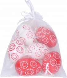 Decoratieve plastic eieren rood-wit 4x6 cm