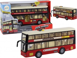 Rode dubbeldeks stadsbus met verlichting en geluid 1:16