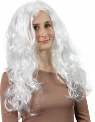 pruik engel met lange witte golvende haren
