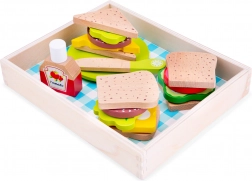 Houten sandwichset in een box