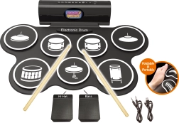 Elektronische drumstel met pedalen en lichteffecten