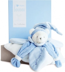 Cadeauset Doudou – knuffeldoekje blauwe beer 24 cm