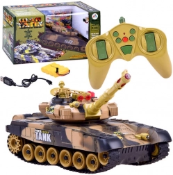 RC-tank 2,4 GHz met draaibare koepel en lichteffecten – Woestijn