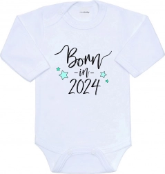 babyromper met print born in 2024, lange mouw, maat 68