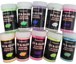 Acrylverf die oplicht in het donker – set van 10 kleuren