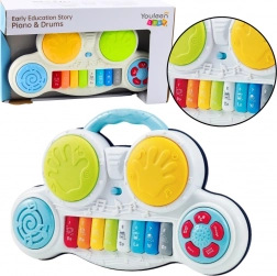Interactieve kinderpiano met trommels en dierengeluiden