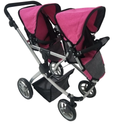 Kinderwagen voor een tweeling roze-zwart