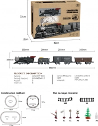 Retro treintje met licht, geluid en rook 172 cm
