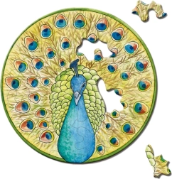 Ronde mini-puzzel CURIOSI Picoli – pauw, 33 stukjes