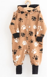 Babykatoenen onesie met capuchon en oortjes New Baby poot mosterdgeel