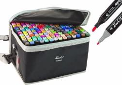 Set van dubbelzijdige alcoholmarkers in tas, 168 stuks