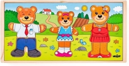 Houten kledingkast Berenfamilie met insteekpuzzels - 54 stukjes
