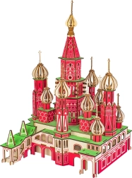 Houten 3D-puzzel Sint-Basiliuskathedraal gekleurd