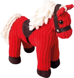 Bino corduroy paardje met geluid, rood