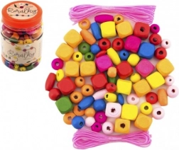 Kleurige houten kralen met elastiekjes