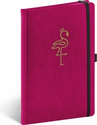 Notique fluwelen gelijnd notitieboek met flamingo 13 × 21 cm