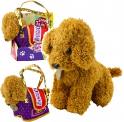 Pluchen poedel in tas met klittenbandsluiting – lichtbruine knuffel