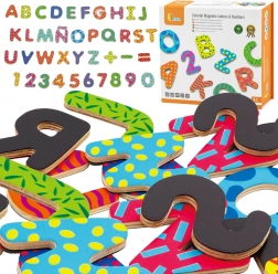 VIGA gekleurde magnetische letters en cijfers – houten set van 77 stuks