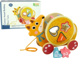 Houten trekvos met vormensorteerder en kralenlabyrint