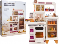 Mega kinderkeuken met licht, geluid en stoom – beige, 93 stuks accessoires