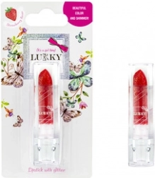 Lukky kinderlippenstift met glitter aardbei – rood