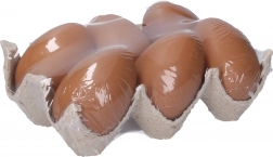 Decoratieve plastic eieren bruin 6 cm, 6 stuks