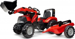 Rode traptractor met graafarm en aanhanger CASE voor kinderen vanaf 3 jaar