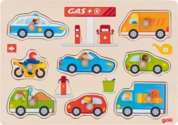 Goki houten inlegpuzzel tankstation