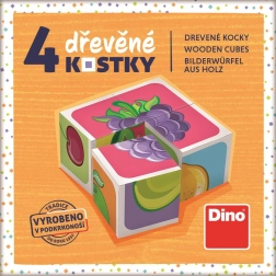 Dino houten blokken Fruit 4 st.