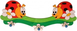 Houten kapstokje met drie haken lieveheersbeestjes DoDo