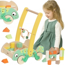 Classic World houten loopwagen Kameleon met blokken