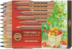 Driehoekige sterke kleurpotloden KOH-I-NOOR Triocolor Natur, 24 stuks