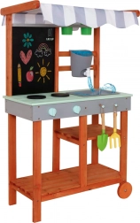 Houten tuin keuken op wielen met accessoires en kraan Lulilo Sableto