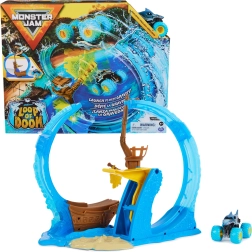 Monster Jam Megalodon Loop of Doom stuntbaan met lanceerder en auto 1:64