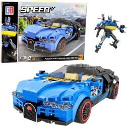Bouwset 2-in-1 robot en raceauto, 328 stukjes, blauw