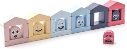 Cubika Pastel gekleurde huisjes – houten bouwset 30 delen