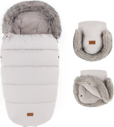 Petite&Mars winterset voetenzak Comfy 4-in-1 + kinderwagenhandschoenen Furry champagne shower
