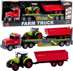 Set vrachtwagen met tractor en aanhanger – licht en geluid, rood