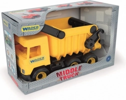 Gele kiepwagen Middle Truck 38 cm in doos