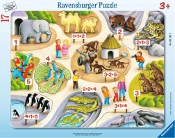 Ravensburger puzzel Eerste tellen tot vijf in de dierentuin, 17 stukjes