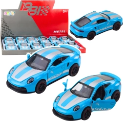 Metalen sportwagen GTRS 1:43 met opwindsysteem en te openen deuren – blauw