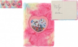 pluchen regenboog notitieboek met eenhoorn, mix van motieven